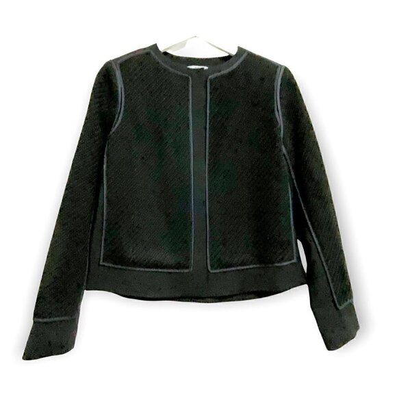 Vince Black Wool and Silk Boucle Overlay Jacket - Picture 2 of 14